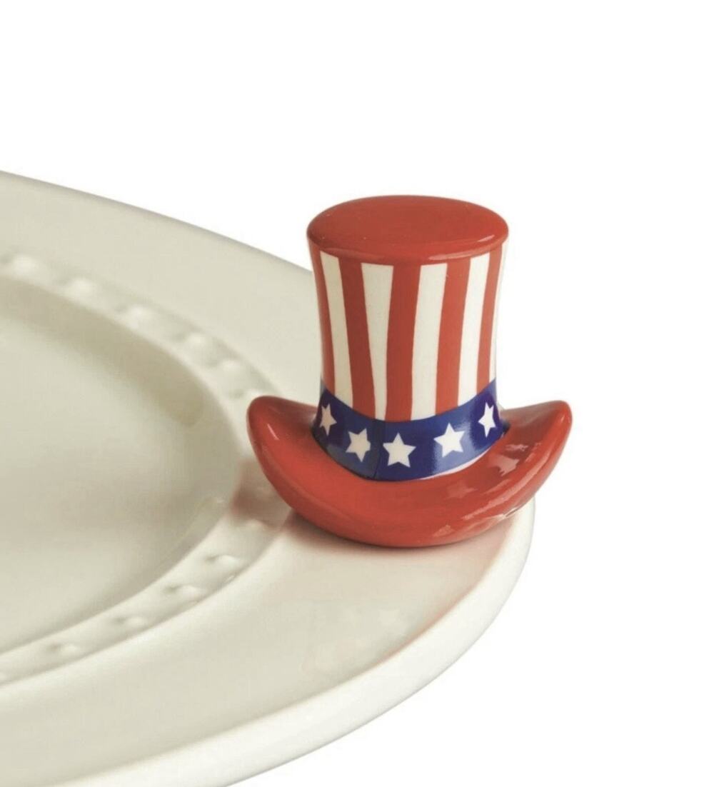 Nora Fleming - Patriotic Uncle Sam Top Hat Mini Retired Red White Blue